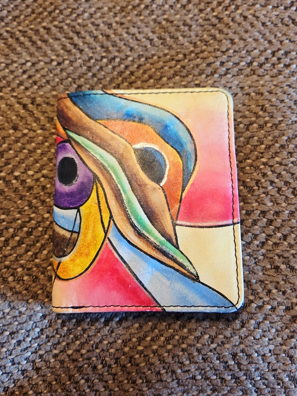 Mundi Abstract Colorful Painted Leather Wallet